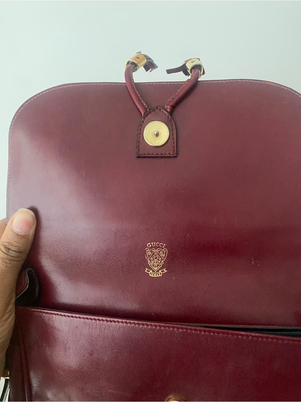 Gucci Burgundy Leather Crossbody Saddle Purse - Picture 11 of 13